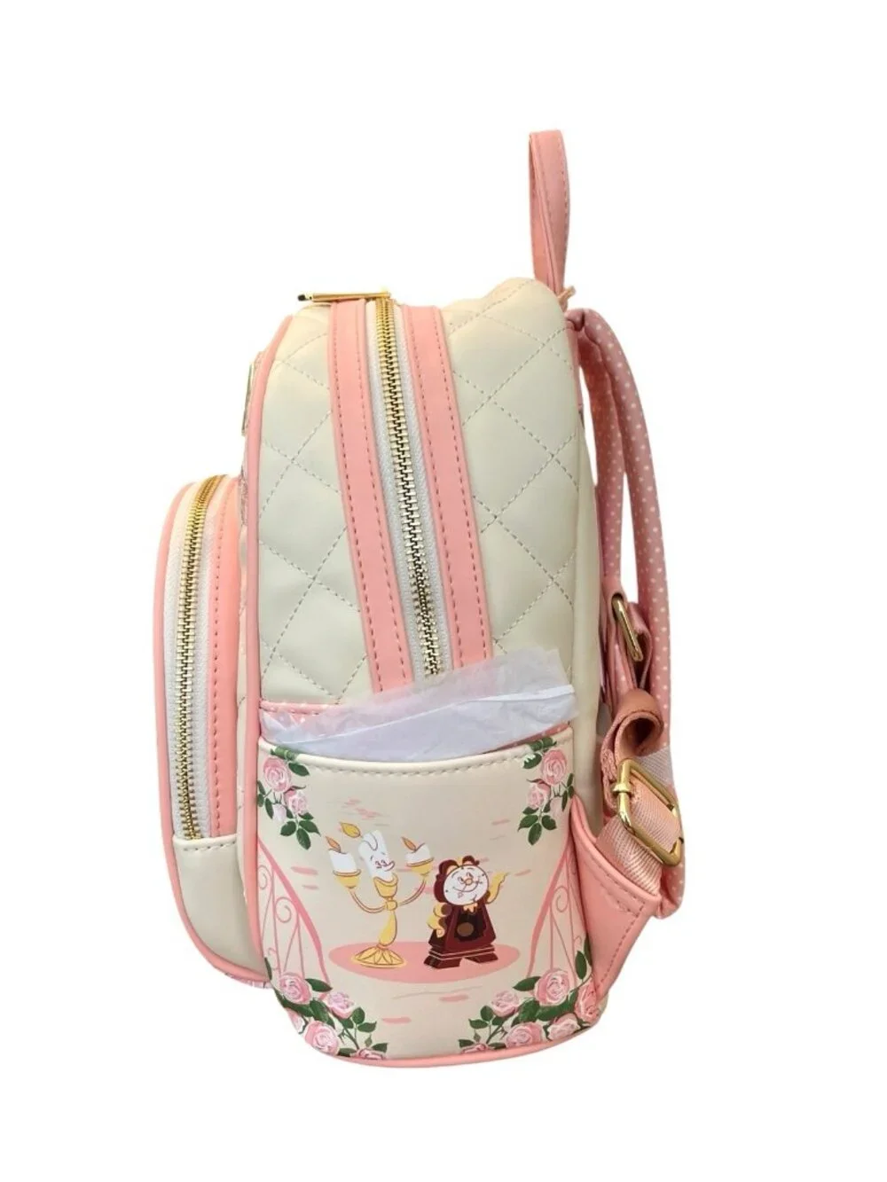 Loungefly Beauty and The Beast Quilted Belle Mini Backpack Embroidered NWT